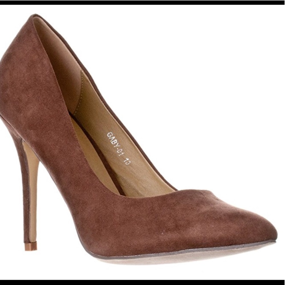 Brown Closed Toe Stiletto Pump Heels